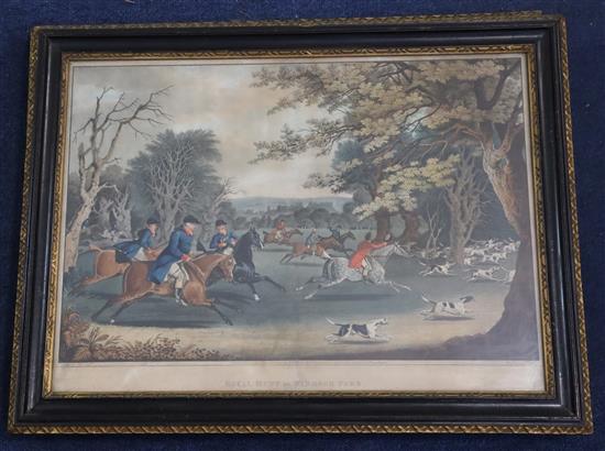 Dubourg after Pollard Royal Hunt in Windsor Park and His Majesty King George III Returning from Hunting 1820 13.5 x18.25in.